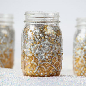 Light Up The Night Glitter Mason Jars