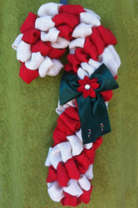 Burlap Candy Cane Wreath