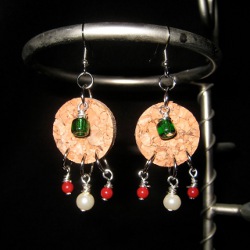 Bead and Cork Christmas Earrings