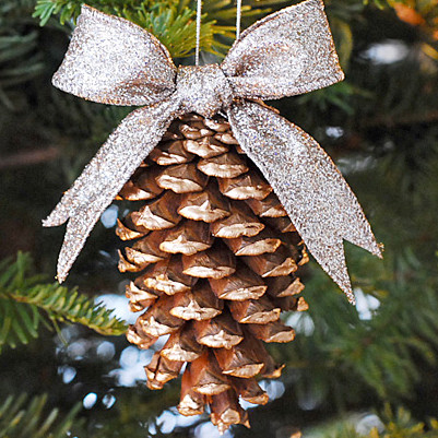 Gold Tipped Pine Cone Ornament