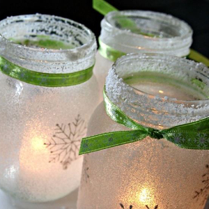 White Christmas Mason Jar Luminaries