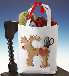 Reindeer Christmas Canvas Gift Tote